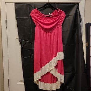 New York and Company Pink and White strapless Dress